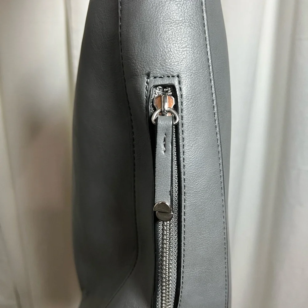 Alfani Chic Gray Hobo Bag with Leather Finish